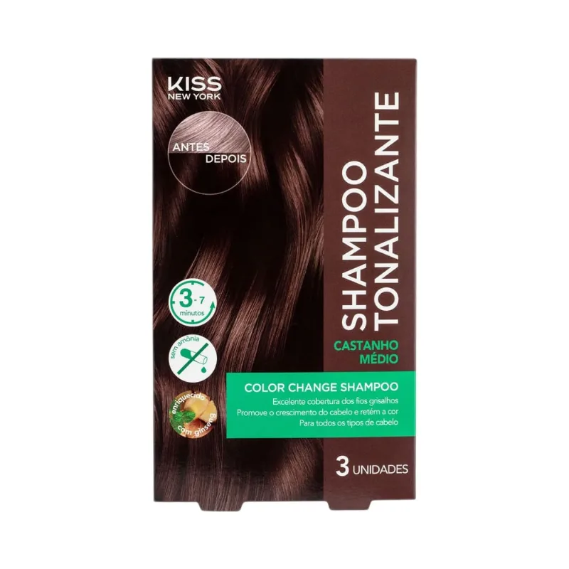 Shampoo Tonalizante Kiss New York Color Change Castanho Médio
