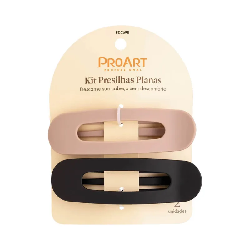 Kit Presilha Proart Plana Preto e Bege 2 Unidades Presilha Proart 2 Un Planas Preto E Bege