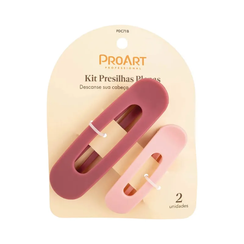 Kit Presilha Proart Plana Rosa e Vinho 2 Unidades Presilha Proart 2 Un Planas Rosa E Vinho