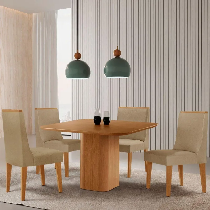 Mesa De Jantar Eloise 90cm Tampo Mdf Com 4 Cadeiras - moderna - Móveis