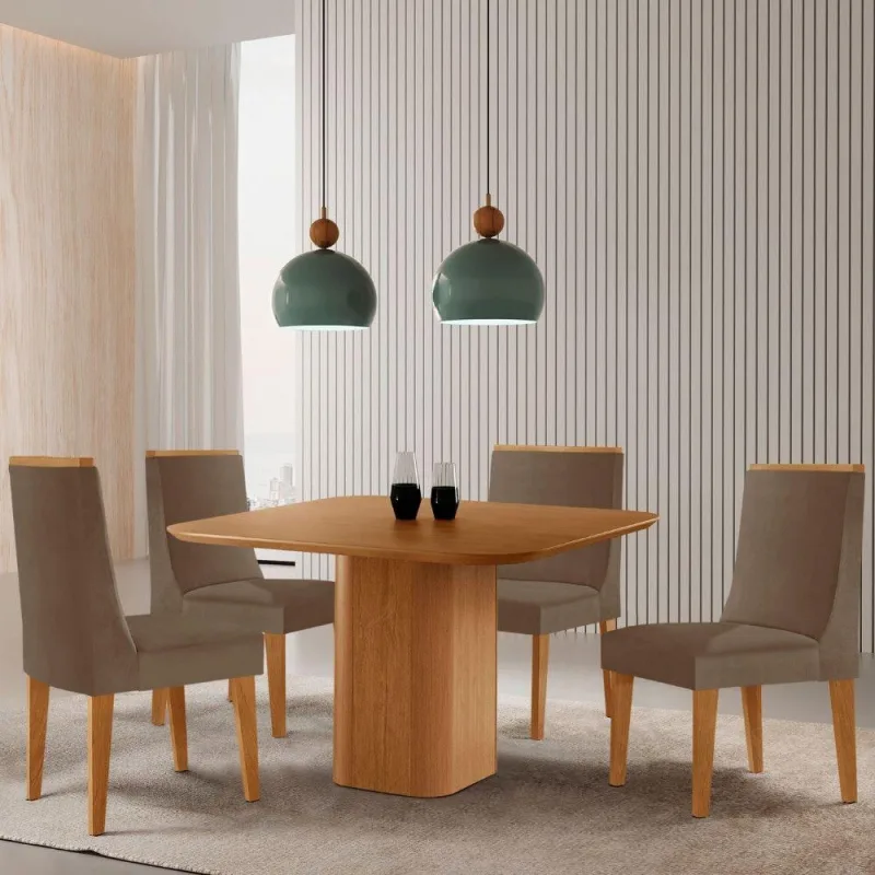 Mesa De Jantar Eloise 90cm Tampo Mdf Com 4 Cadeiras Moderna - Moderna