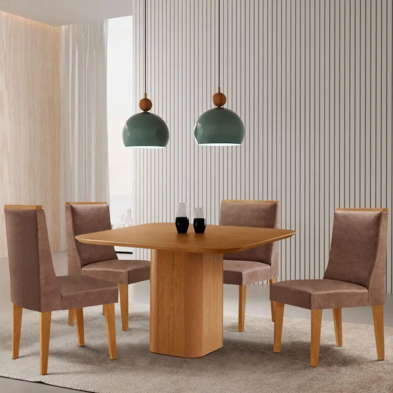 Mesa De Jantar Eloise 90cm Tampo Mdf-4 Cadeiras Moderna - moderna