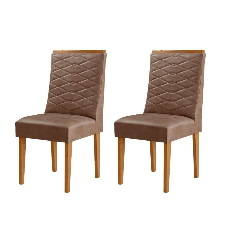 Conjunto Com 2 Cadeiras Mdf Eloise P/ Sala De Jantar Moderna Tork/naturale - Moderna - Móveis