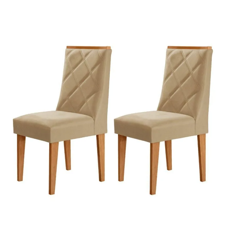 Conjunto Com 2 Cadeiras MDF Isadora Turim 07/Naturale - Moderna