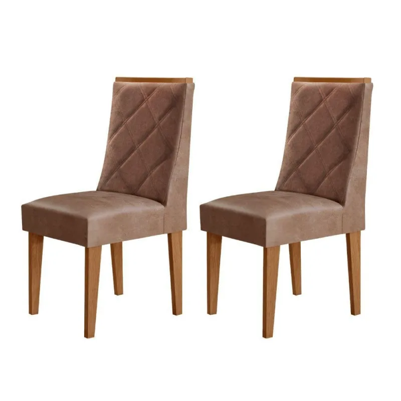 Conjunto Com 2 Cadeiras MDF Isadora Tork/Naturale - Moderna