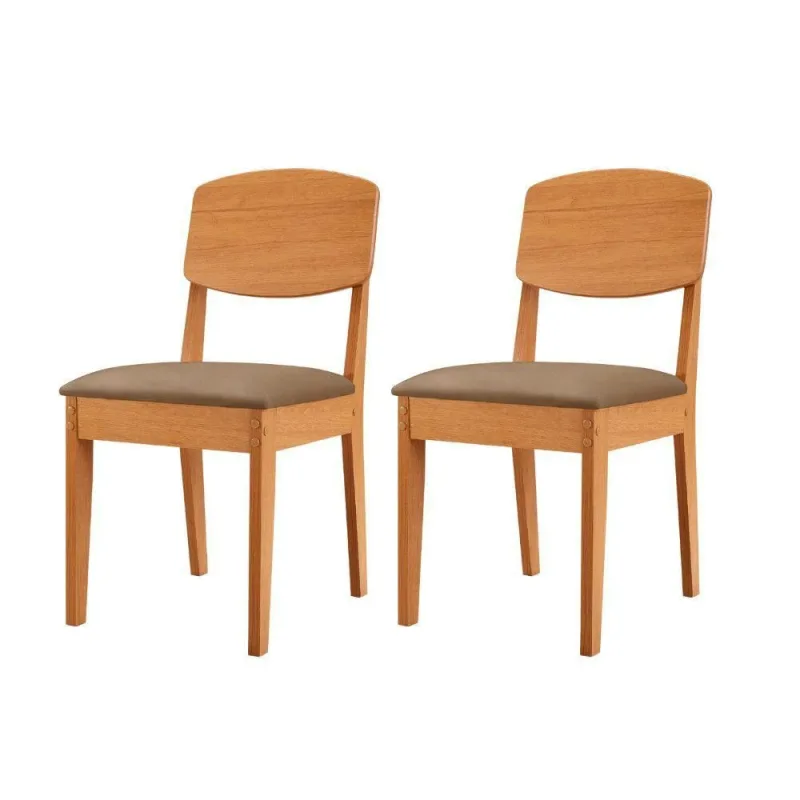 Conjunto 2 Cadeiras MDF Copper Veludo Capuccino/Naturalle - Moderna