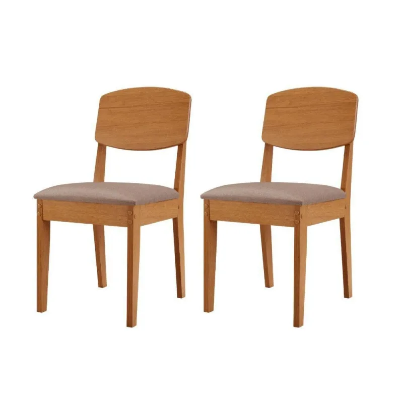 Conjunto Com 2 Cadeiras MDF Copper Linho Capuccino/Naturale - Moderna - Móveis