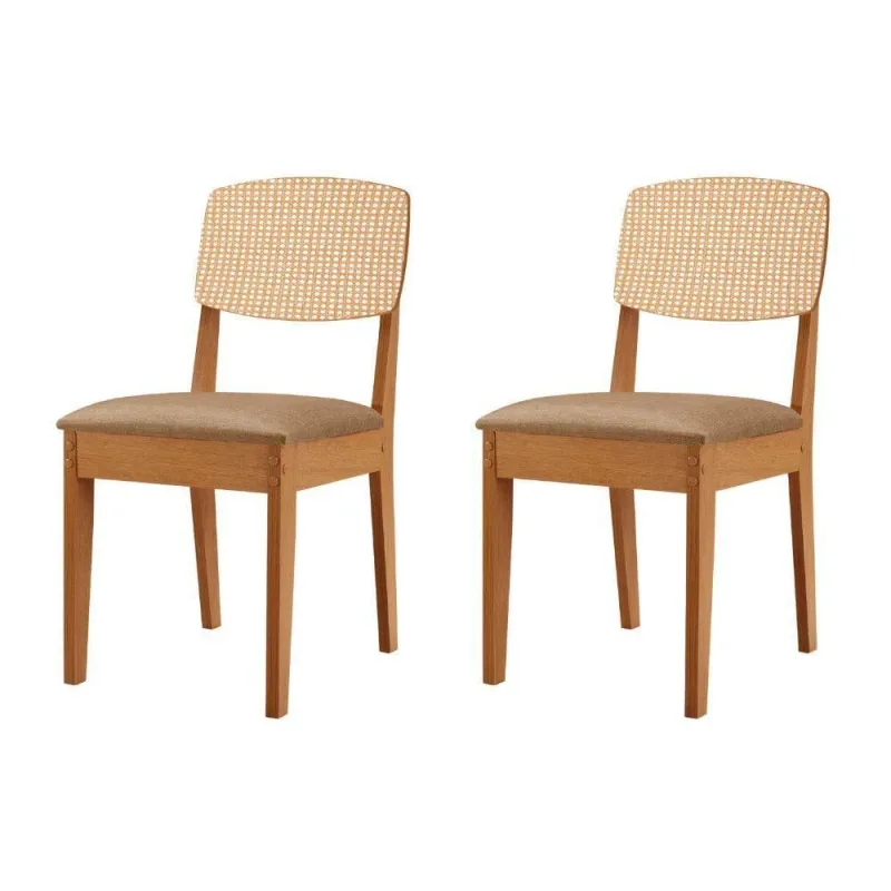 Conjunto Com 2 Cadeiras MDF Copper Premium Turim 07/Naturale - Moderna