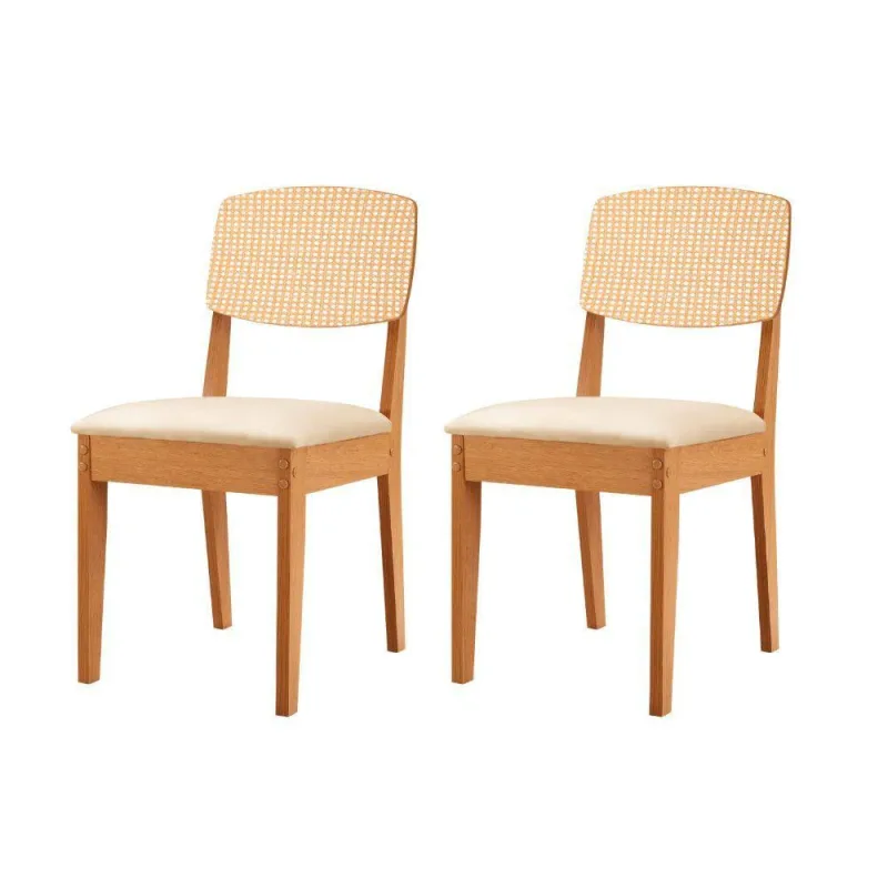 Conjunto Com 2 Cadeiras Mdf Copper Premium Veludo Creme Naturale - Moderna