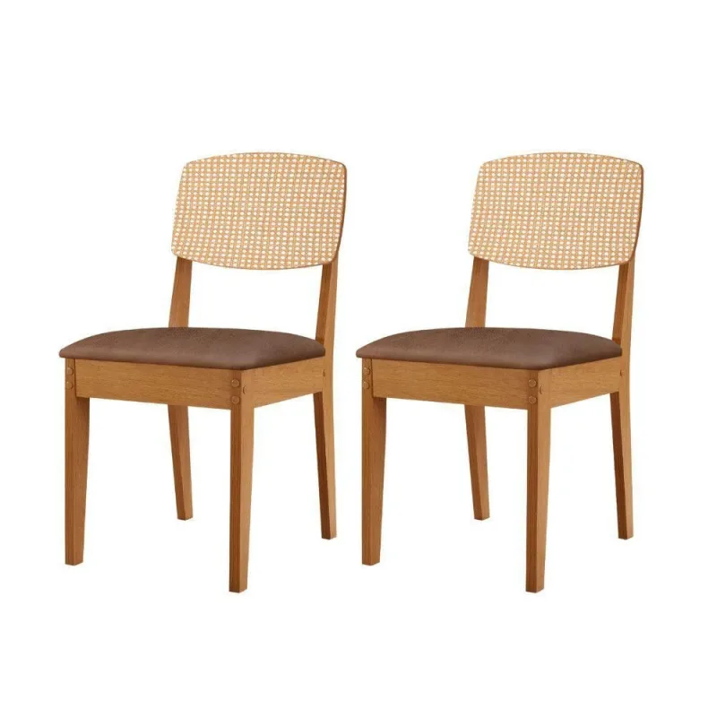 Conjunto Com 2 Cadeiras MDF Copper Premium Tork/Naturale - Moderna