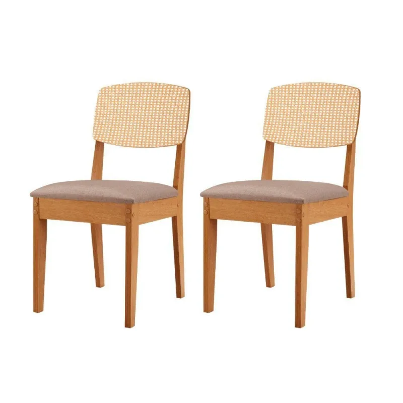 Conjunto Com 2 Cadeiras MDF Copper Premium Linho Capuccino/Naturale - Moderna - Móveis