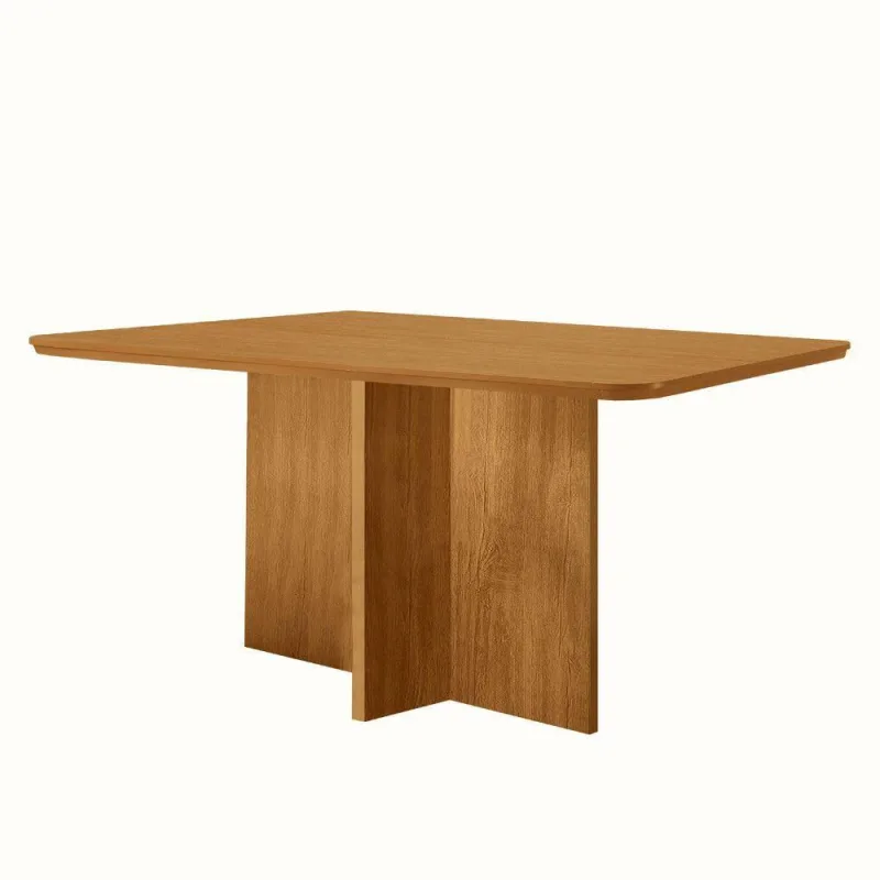 Mesa De Jantar Olímpia 120cm Tampo Mdf Canto Copo Naturalle - Moderna