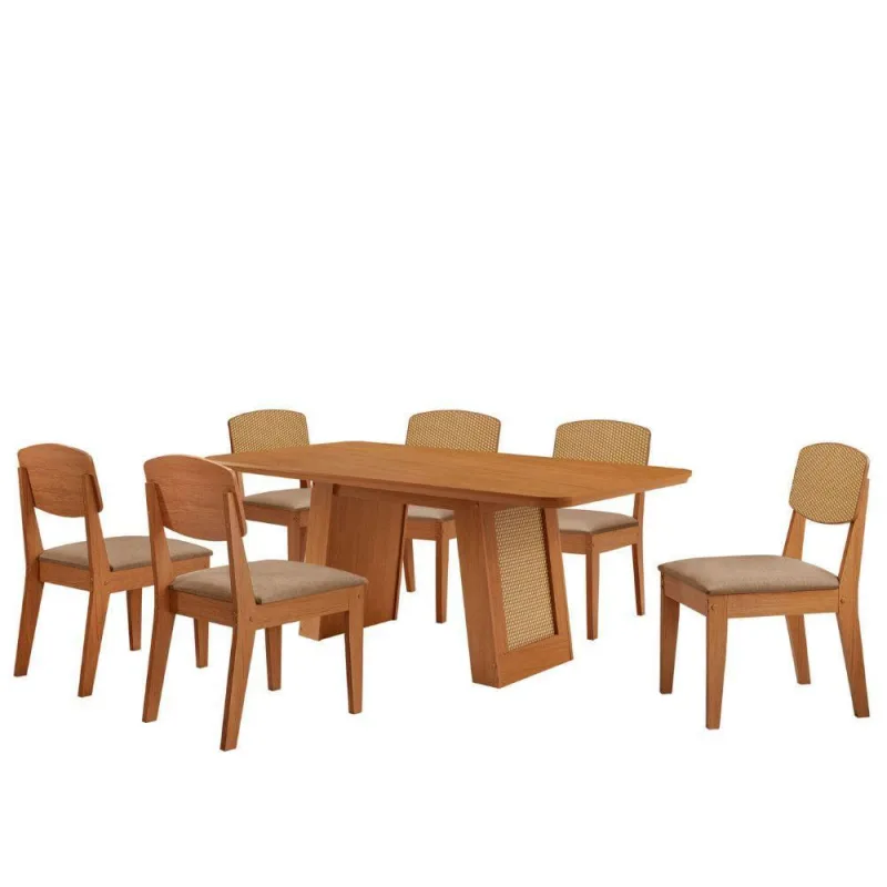 Mesa Carolina 180 Tampo Mdf 6 Cadeiras Moderna  Mobilia - Moderna - Móveis