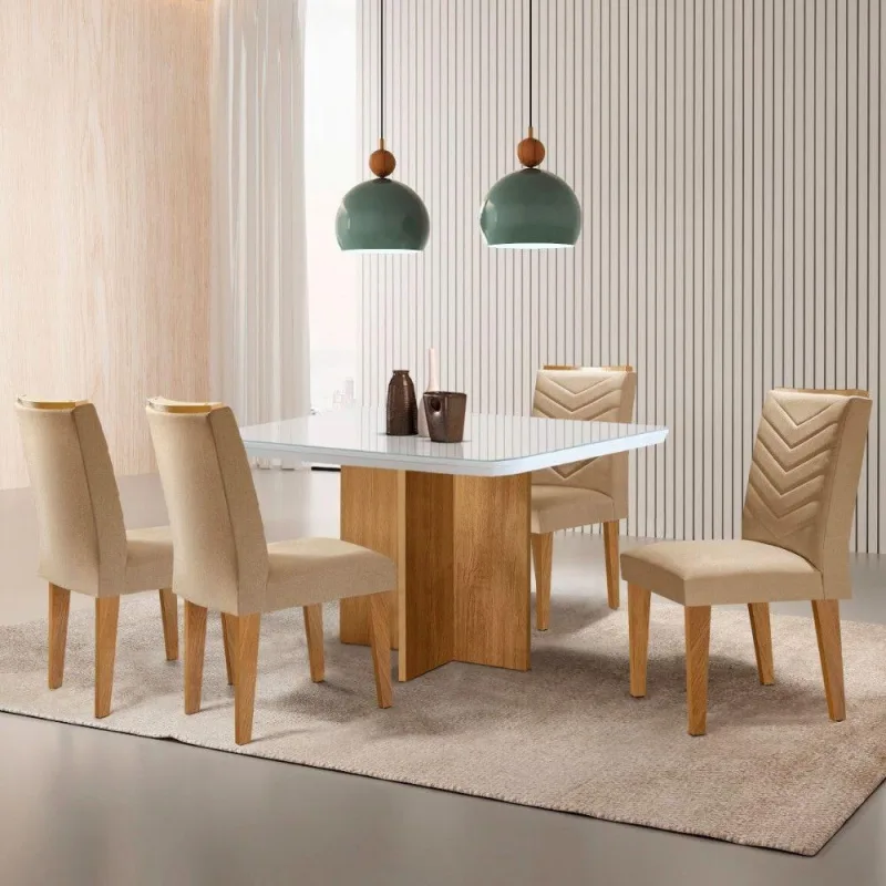 Sala De Jantar Mesa 90cm Olímpia Cadeira Liz Moderna ... Turim 07/off//serig. Off Com Vidro - moderna