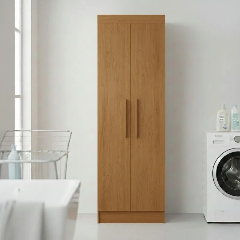 Multiuso Lavanderia Lirio Mdf 2 Portas E 4 Prateleiras Naturalle - Moderna