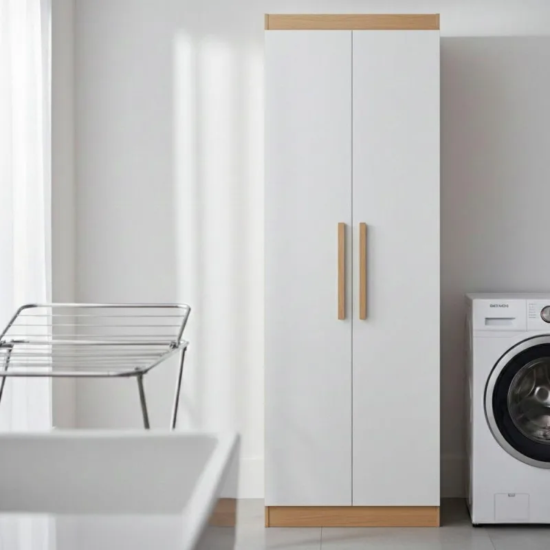 Multiuso Lavanderia Lirio Mdf 2 Portas E 4 Prateleiras Naturalle/off White - moderna