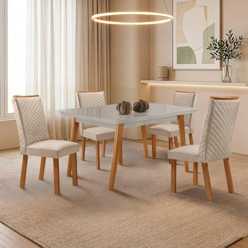Mesa de Jantar Copper Lira 4 Lugares Tampo em MDF Vidro - Moderna - Móveis