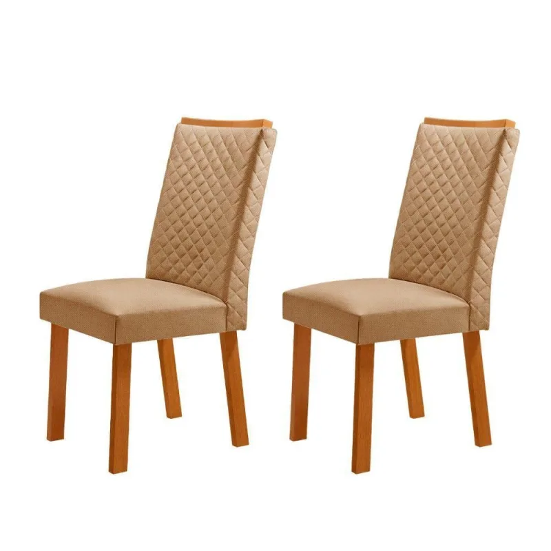Conjunto 2 Cadeiras Lira Jantar Estrutura MDF Marrom Moderna - Moderna
