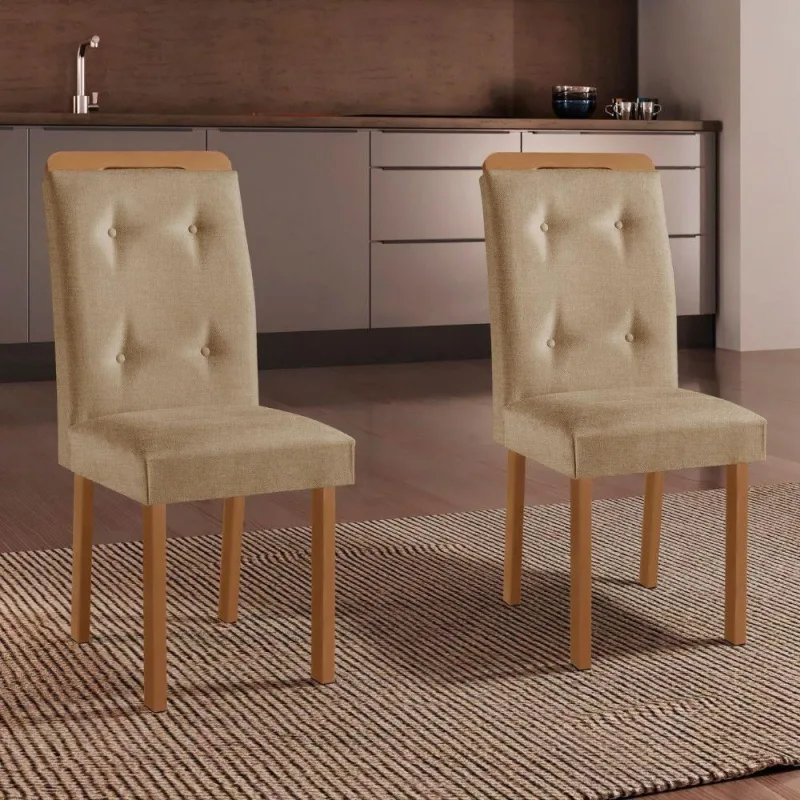 Conjunto 2 Cadeiras Celine em MDF Estofadas Marrom Moderna para Sala de Jantar - Moderna - Móveis