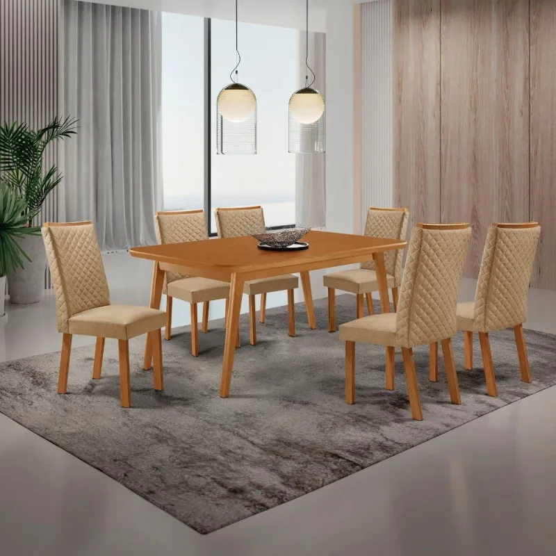 Mesa de Jantar Copper 6 Lugares Retangular MDF 180CM Moderna - Moderna