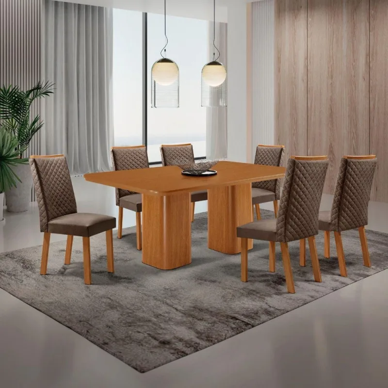 Mesa de Jantar Eloise 6 Lugares Retangular MDF 180CM Marrom Moderna - Moderna - Agro