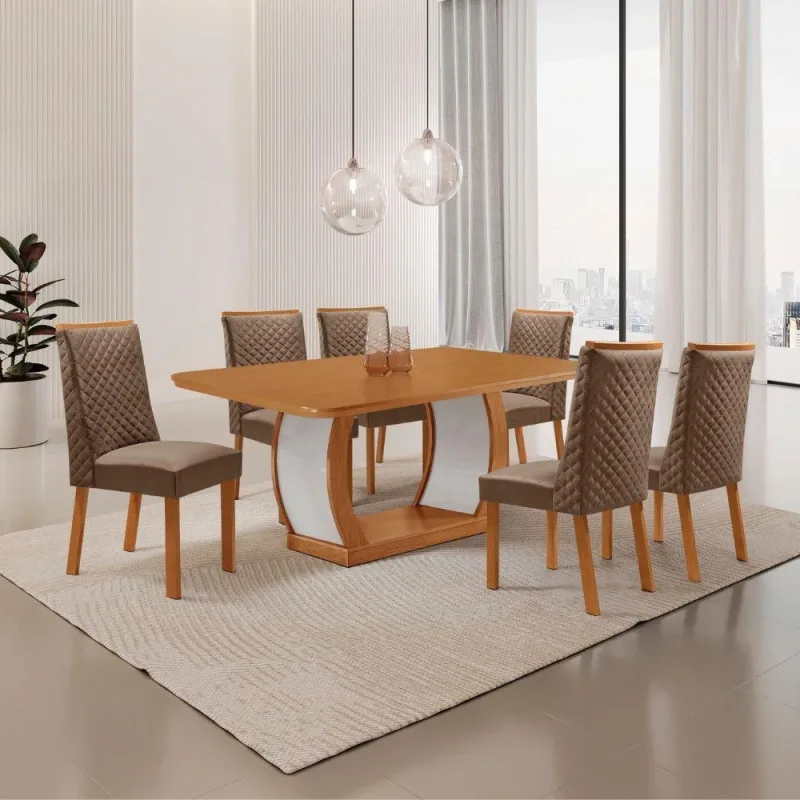 Mesa de Jantar Milena 6 Lugares Retangular MDF 180CM Moderna - moderna - Agro