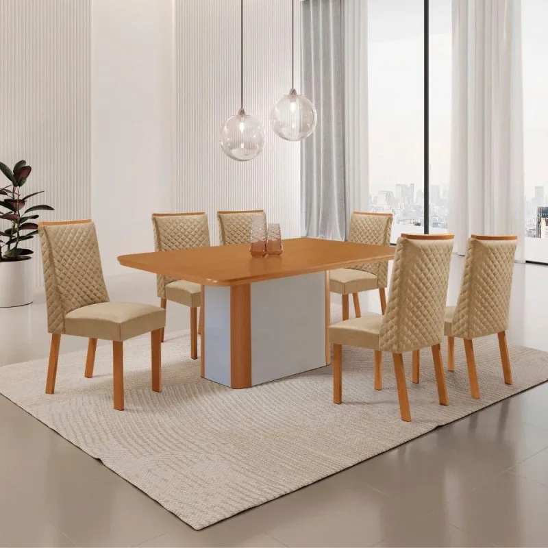 Mesa de Jantar Isadora 6 Lugares Retangular MDF 180CM Moderna - Moderna - Móveis