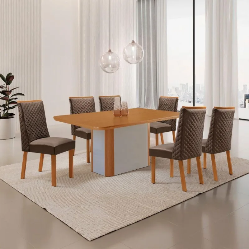 Mesa de Jantar Isadora 6 Lugares Retangular MDF 180cm Marrom Moderna - moderna - Agro