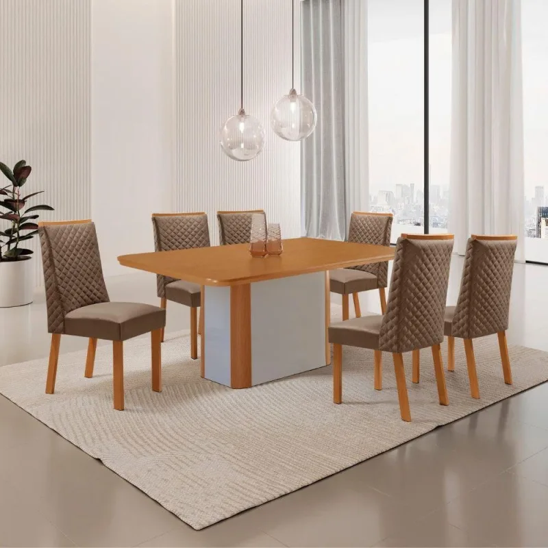 Mesa de Jantar Isadora 6 Lugares Retangular MDF 180CM Moderna - moderna - Agro
