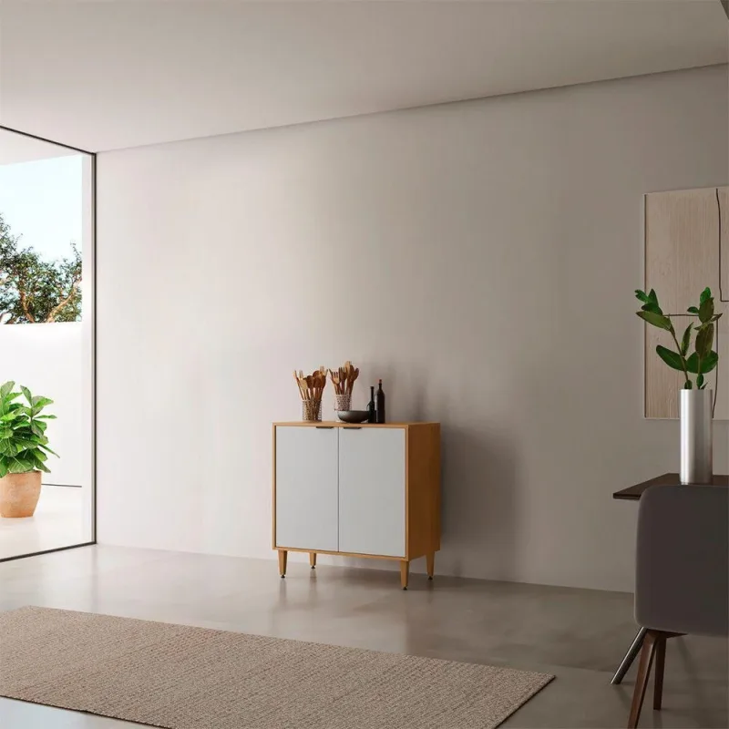 Balcão de Cozinha Balcao Menor Luisa 2 Portas MDF 80CM Off White Moderna - Moderna - Móveis