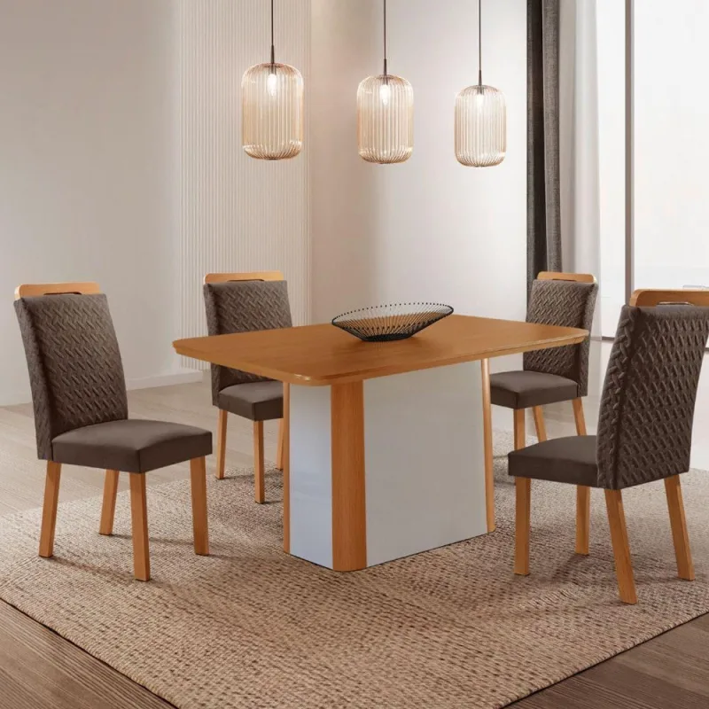 Mesa de Jantar Isadora 6 Lugares MDF Laminado 120CM Marrom Moderna - moderna