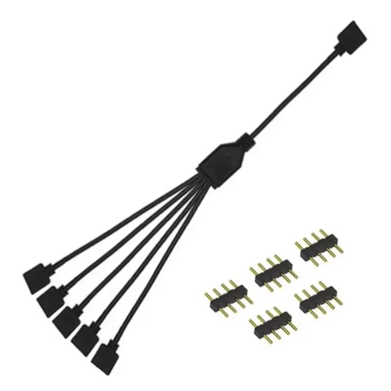 Cabo Divisor Rgb 1 Para 5 12v 4 Pinos Rgb 30cm – Extensor Para Fans E Fitas Led