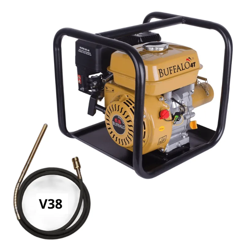 Kit Motovibrador A Gasolina Buffalo 6,5hp Com Mangote Vibrador De Concreto V38 5m