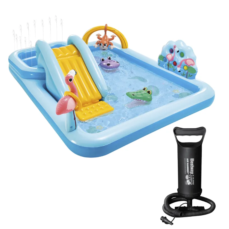 Piscina Playground 493 Litros Aventura Na Floresta Bomba De Ar Manual Intex