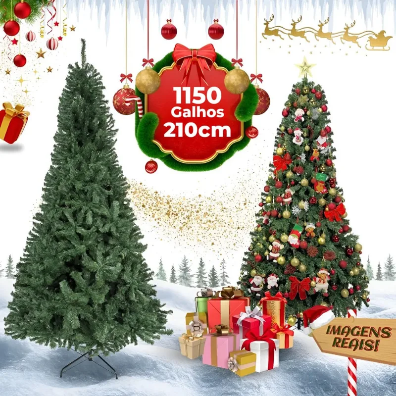 Árvore Natal Real 210cm Com 1100 Galhos