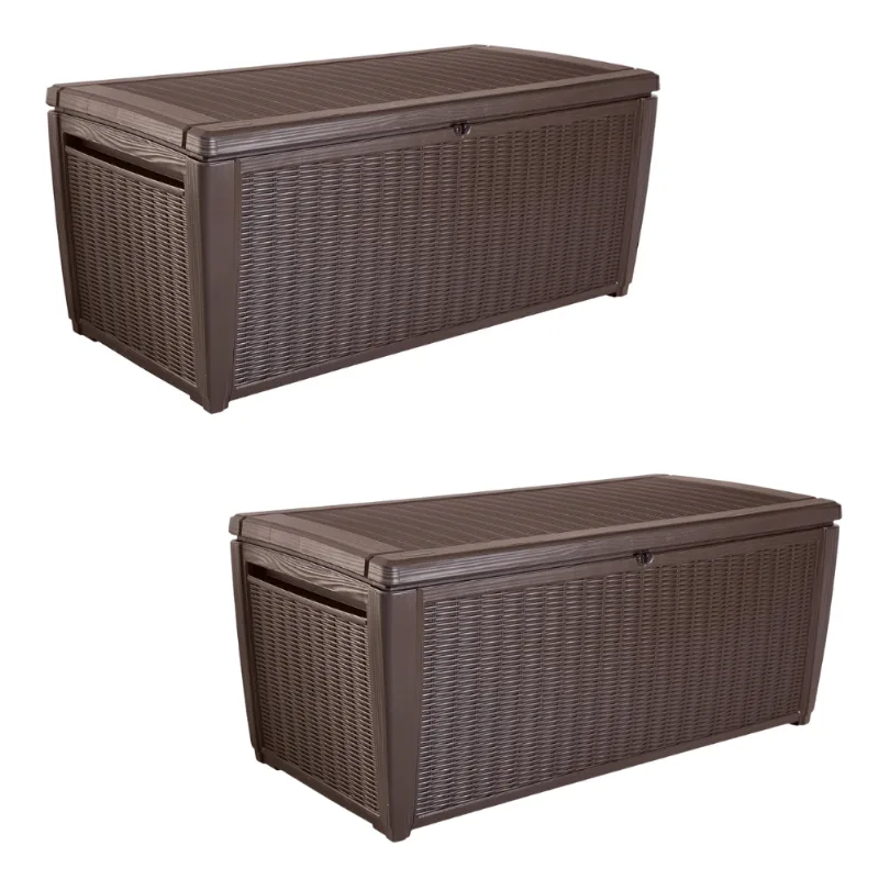 Combo Caixa Grande Organizadora 511 Litros Baú Multiuso Keter Sumatra Marrom