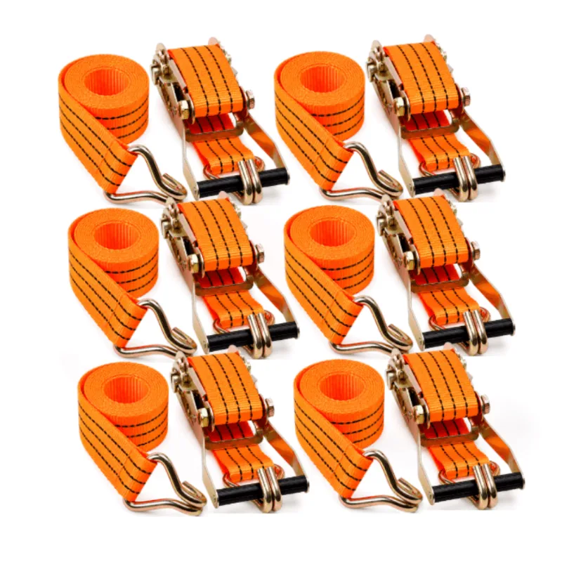 Kit 6 Cintas Com Catraca Para Amarração De Carga 3 Toneladas 10 Metros Muke Tools