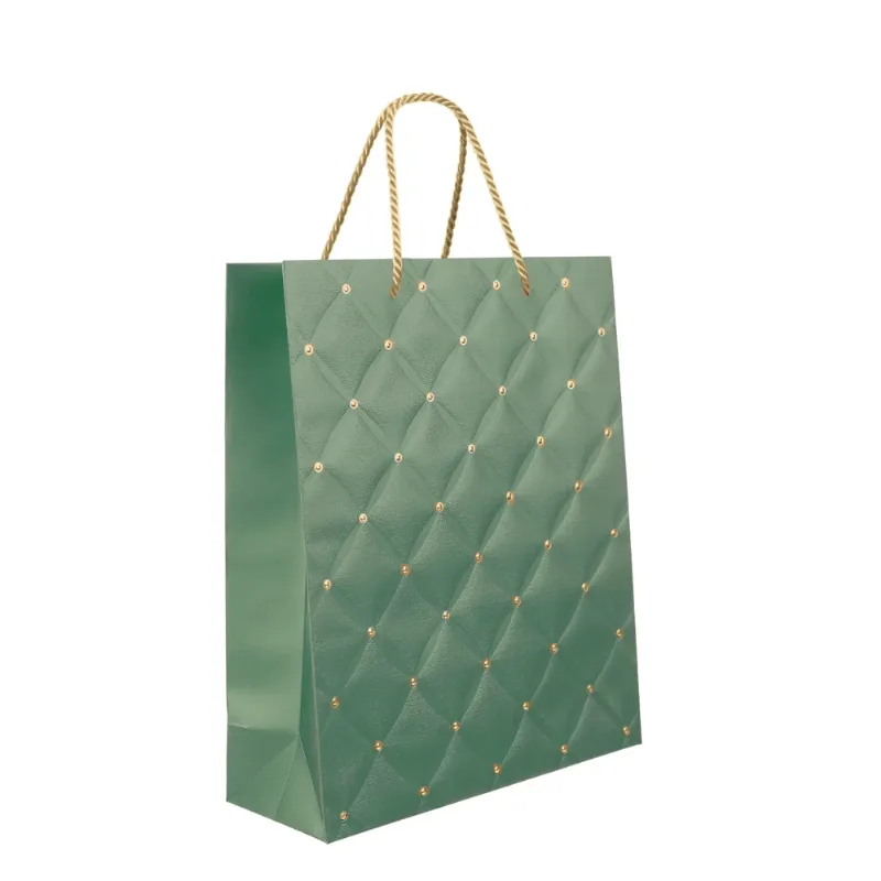 Sacola Premium Capitonê G 41.5x30x12cm Verde Cromus