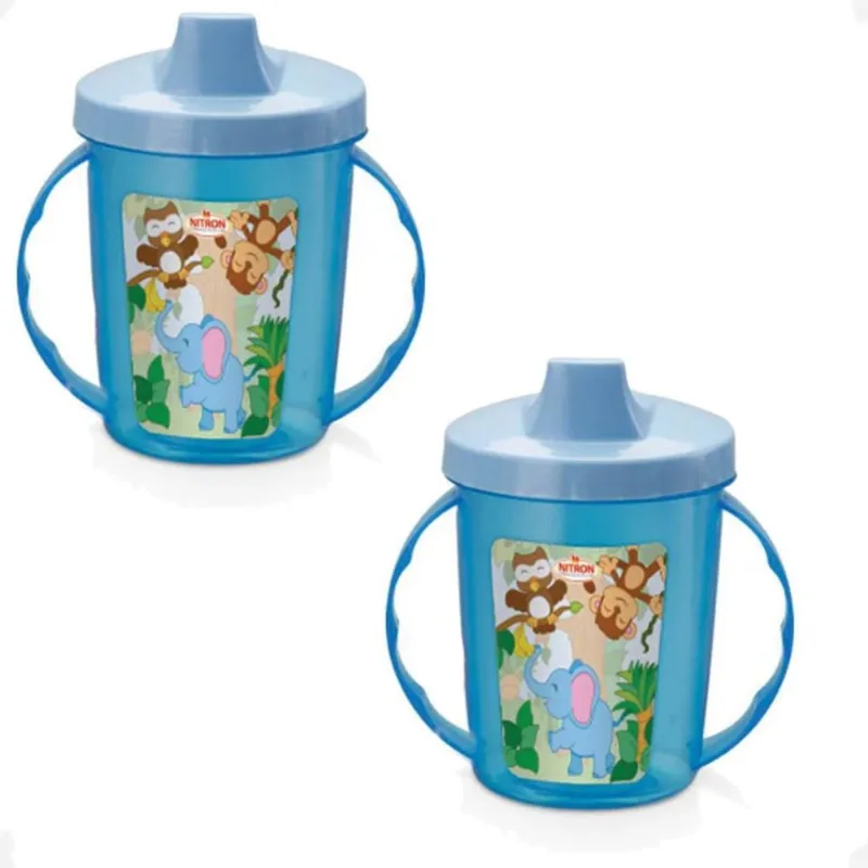 Kit 2 Copo Infantil Alças E Bico 320Ml Bichinhos 6 Meses