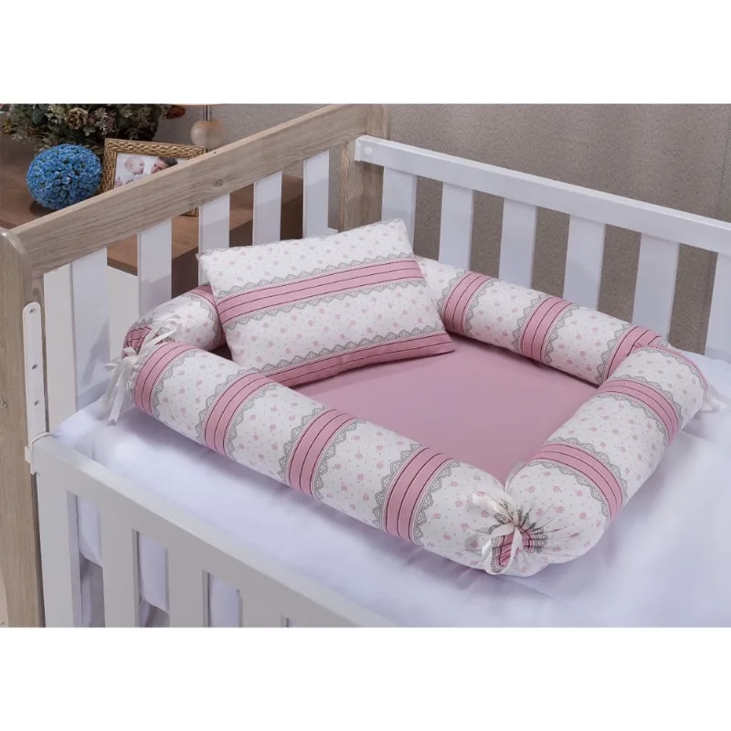 Ninho redutor para berço de bebê 2 peças 100% algodão essence rose
