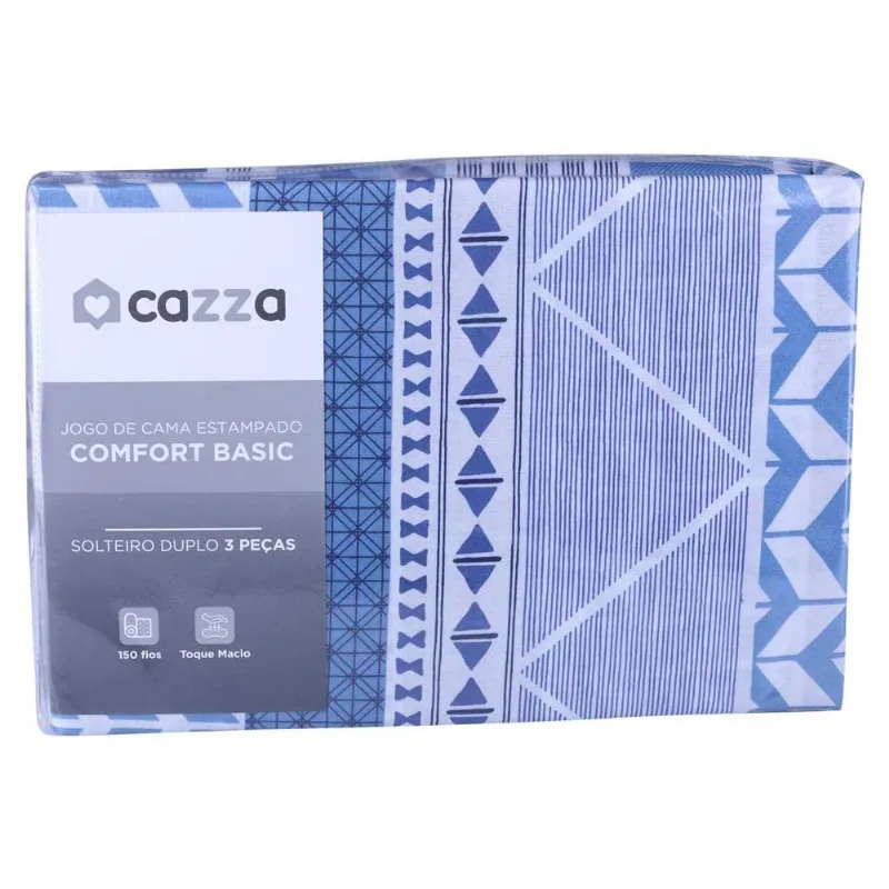 Jogo De Cama Solteiro 3 Peças Microfibra Cazza Geo Paris - Andreza Enxovais