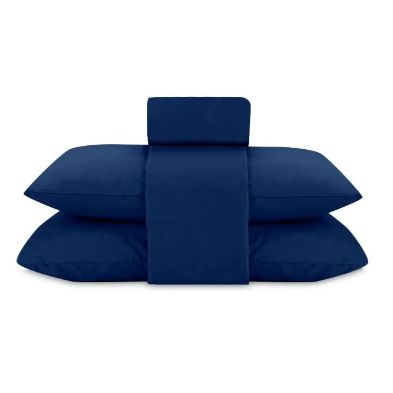 Jogo de Cama King Elegance Liso Havan Casa 4 Peças - Azul Marinho - Andreza Enxovais