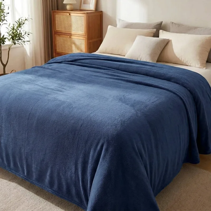 Manta Fleece Lisa 220x240 Andreza Queen Azul