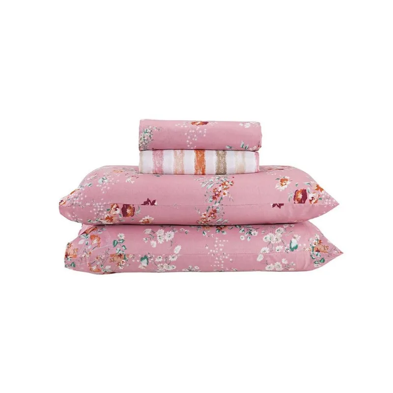 Jogo de Cama Casal Andreza Cecília 4 Peças Floral Rosê