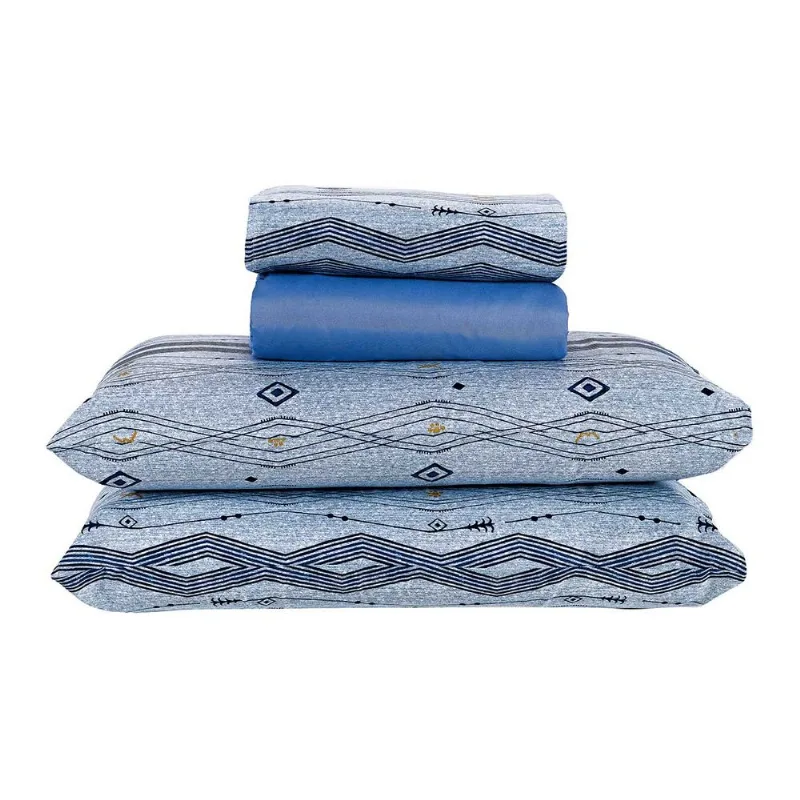 Jogo De Cama Casal Andreza 4 Peças Geométrico Azul - ANDREZA