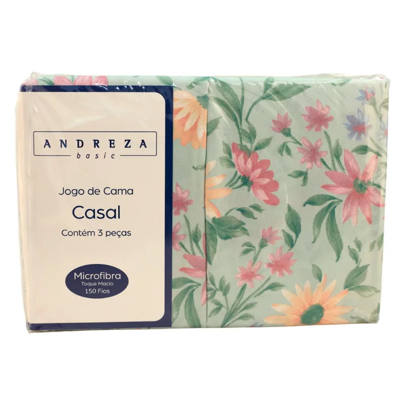 Jogo De Cama Casal 3 Peças Microfibra Basic 150 Fios Andreza Sortido