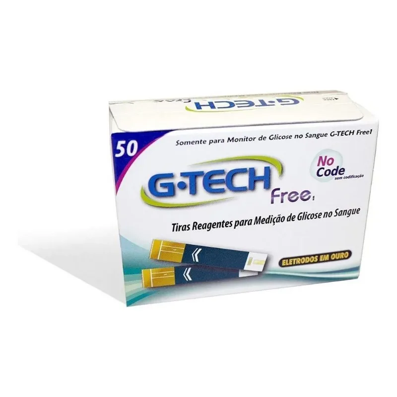 50 Tiras De Teste Glicemia Para G-tech Free E Free Smart