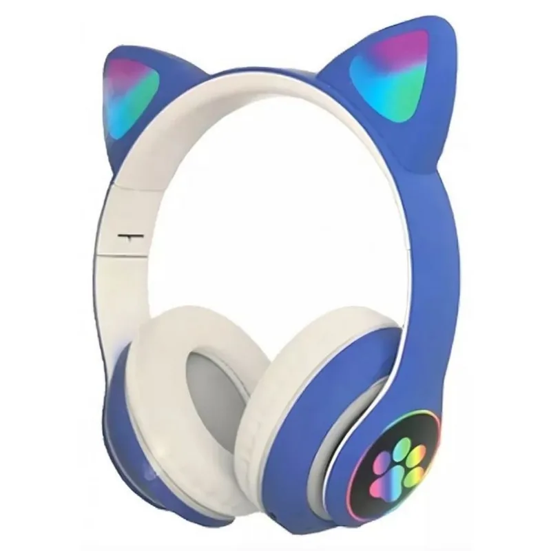 Fone de Ouvido Bluetooth 5.0 LED Orelha de Gato F-23M - DS Único / Azul