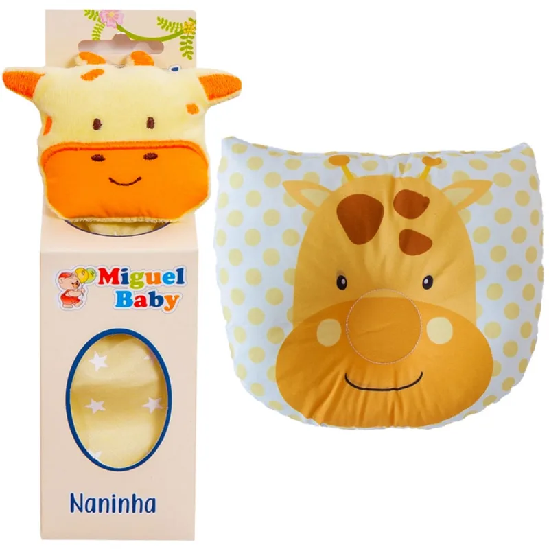 Kit naninha porta chupeta + travesseiro anatômico para bebês girafa ele