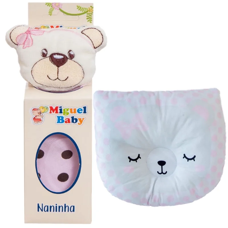 Kit naninha porta chupeta + travesseiro anatômico para bebês ursinha